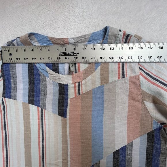 Cynthia Ashby Womens Oversized Striped Tunic Top Large Linen Blend Multicolor - Picture 7 of 10